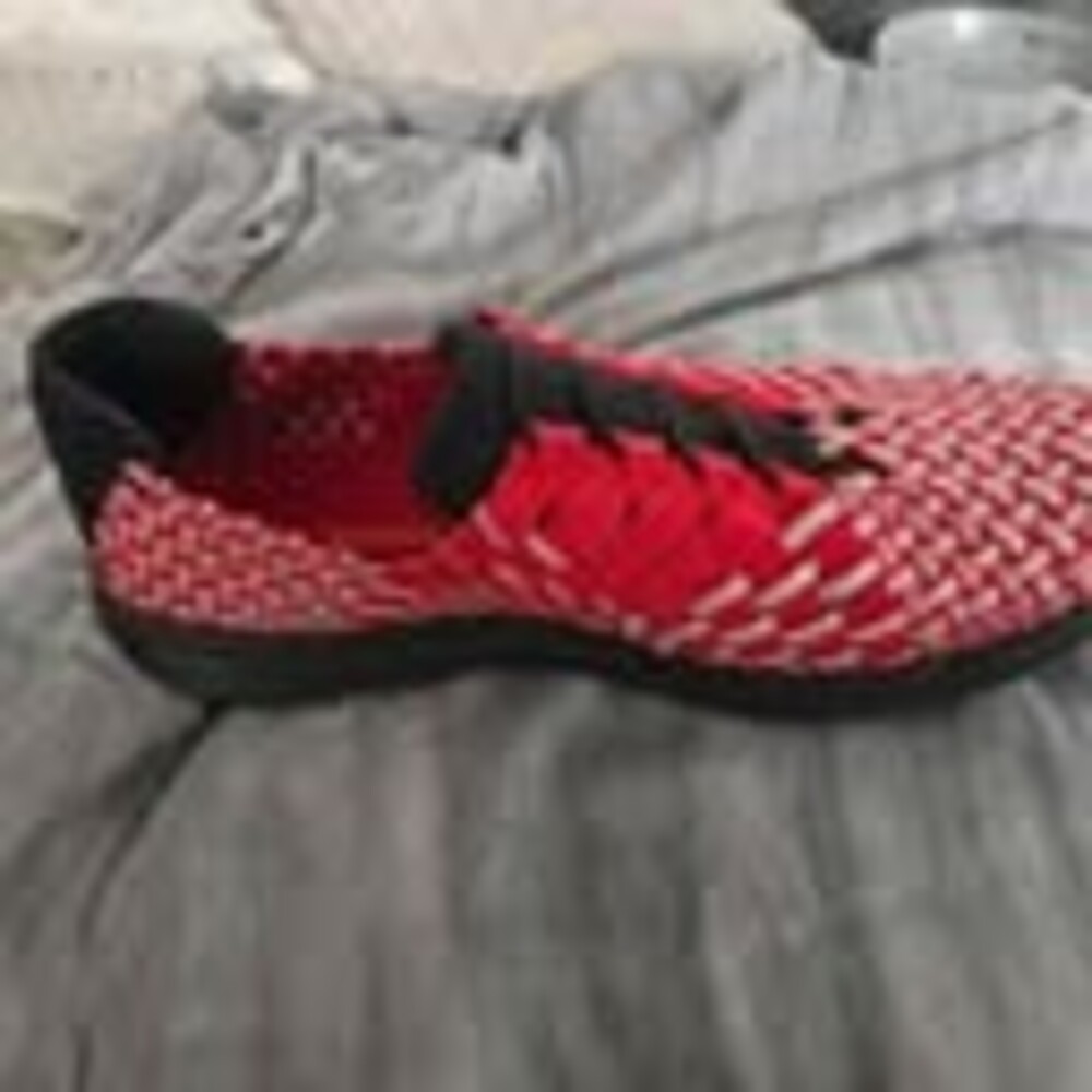 Bernie Mev Victoria Slip on Sneakers in Red and reflective white